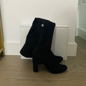 Black suede knee length boots